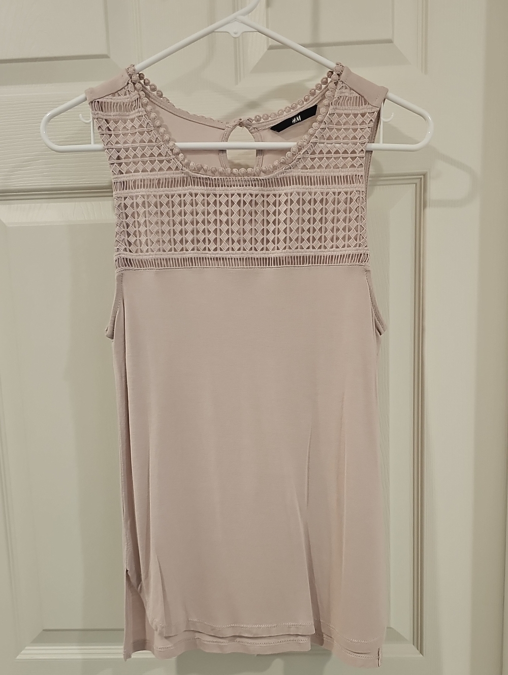 H&M Dusty Mauve Crochet Lace Yoke Tank Top